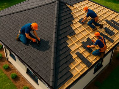 Монтаж четырехскатной крыши